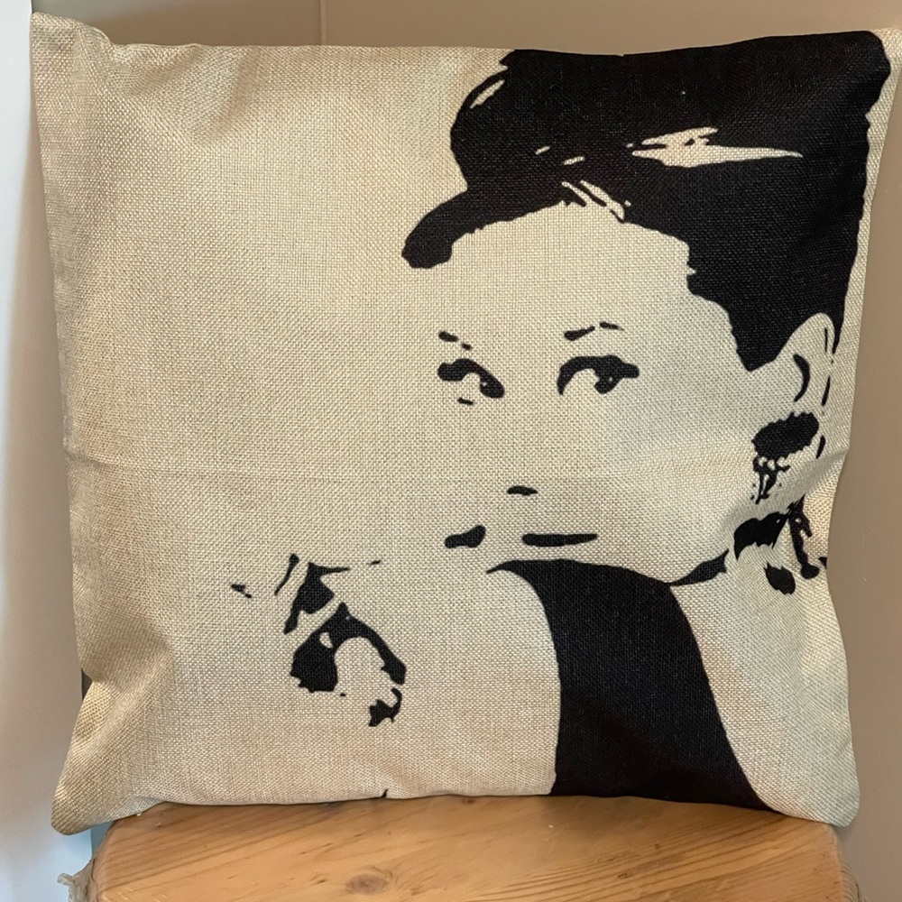 Chic Black and Cream Artistic Accent Pillow